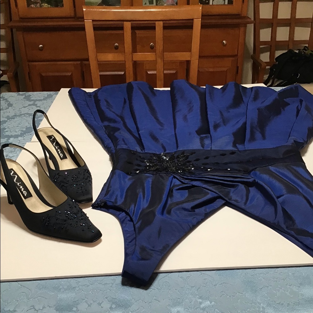 Evan Picone Midnight Blue Cocktail Dress - Picture 8 of 8